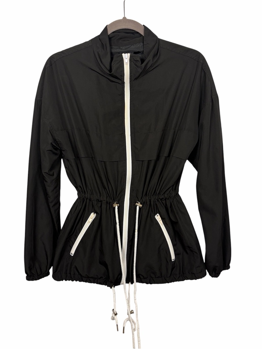 Forever 21 Black Lightweight Cinch Drawstring Windbreaker Jacket S